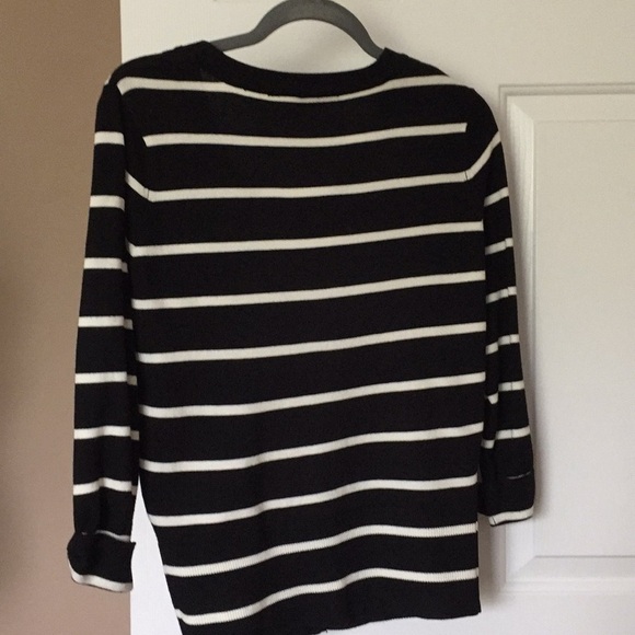 Women’s Mini Cardigan Size M Light Knit Black White Stripes Preppy Capsule - Picture 3 of 8
